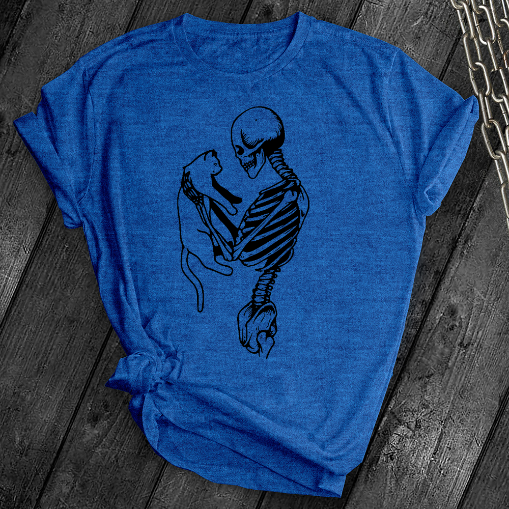 Skeleton and Cat Tee