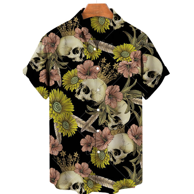 Skeleton Flower Skull Hawaiian Shirt