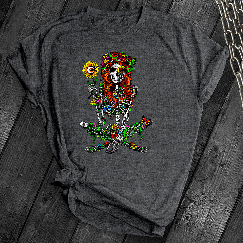 Hippie Floral Skeleton Tee