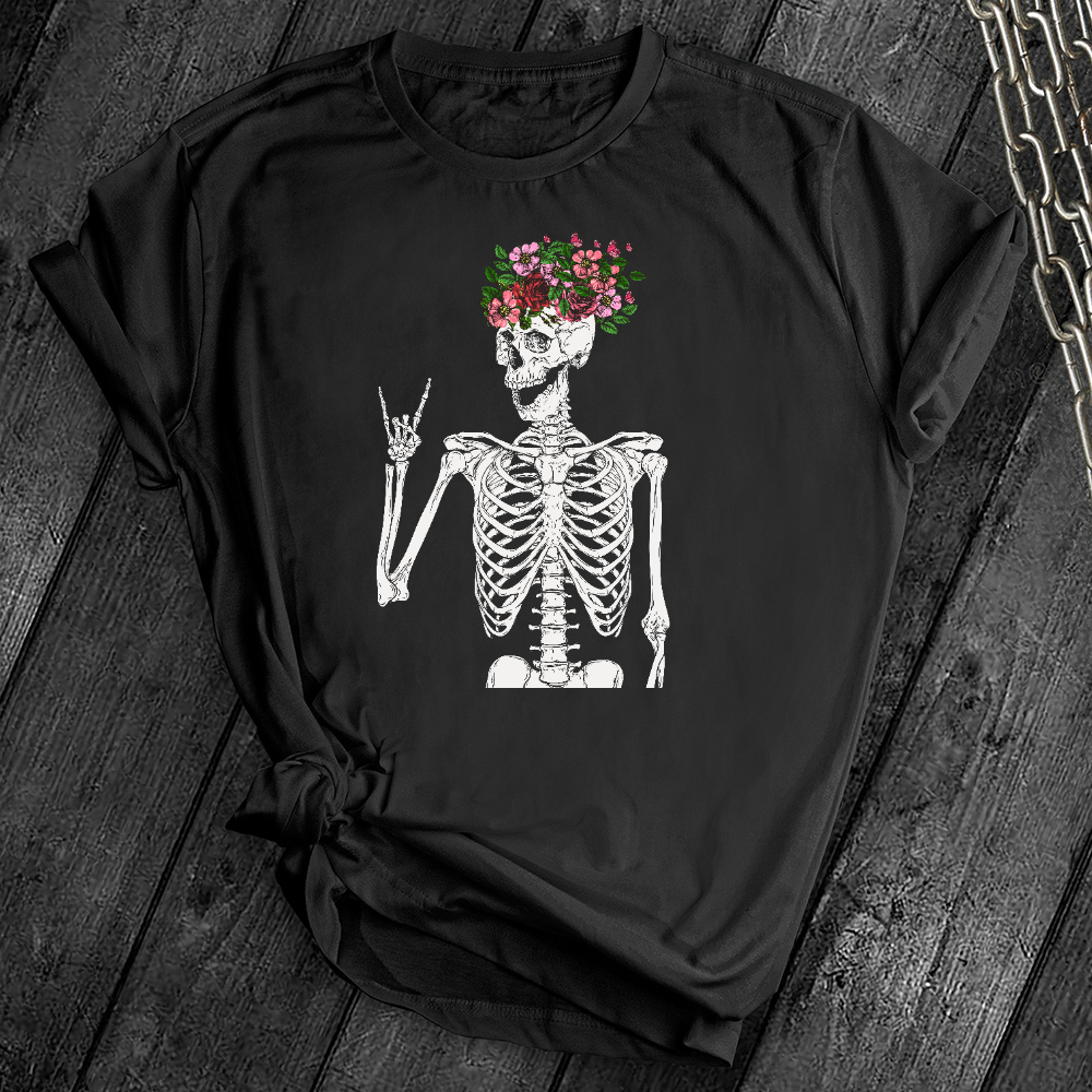 Floral Rocker Skeleton Tee