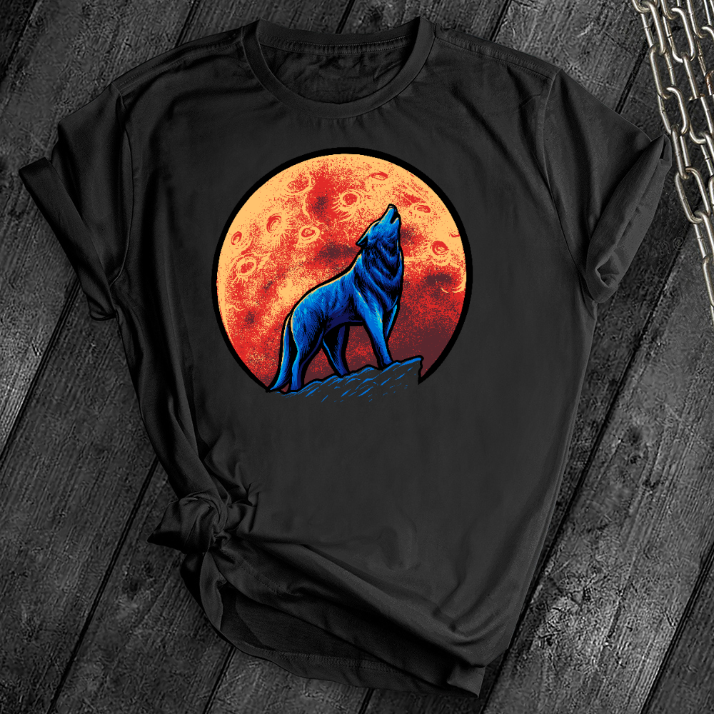 Red Moon Wolf Howl Tee