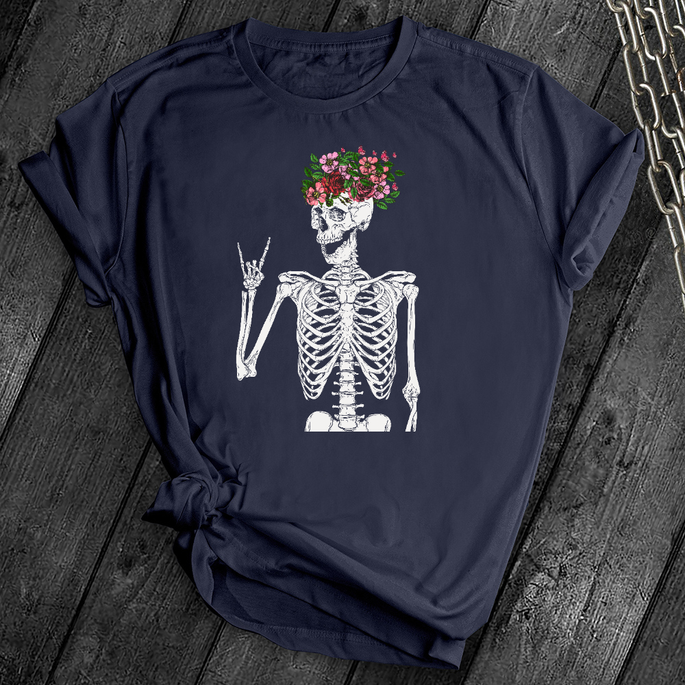Floral Rocker Skeleton Tee