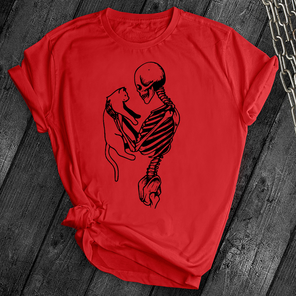 Skeleton and Cat Tee